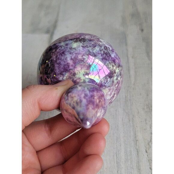 Unique purple marbled abstract pointed blown glass ornament Xmas - Picture 5 of 8